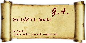 Gelléri Anett névjegykártya